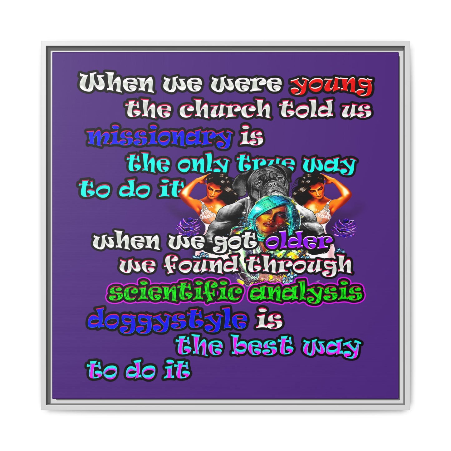 doggystyle - framed canvas art (purple)