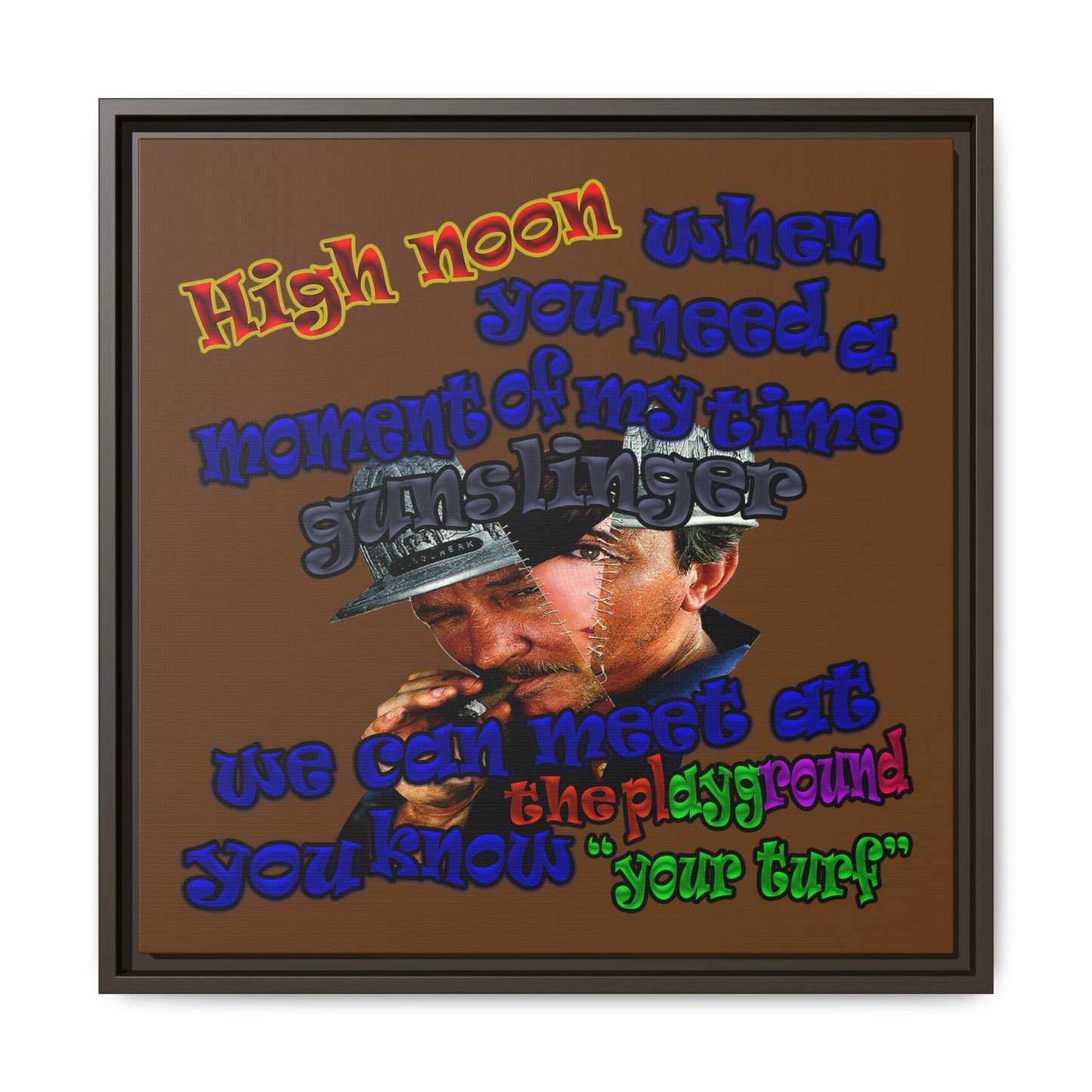 high noon - framed canvas art (brown)