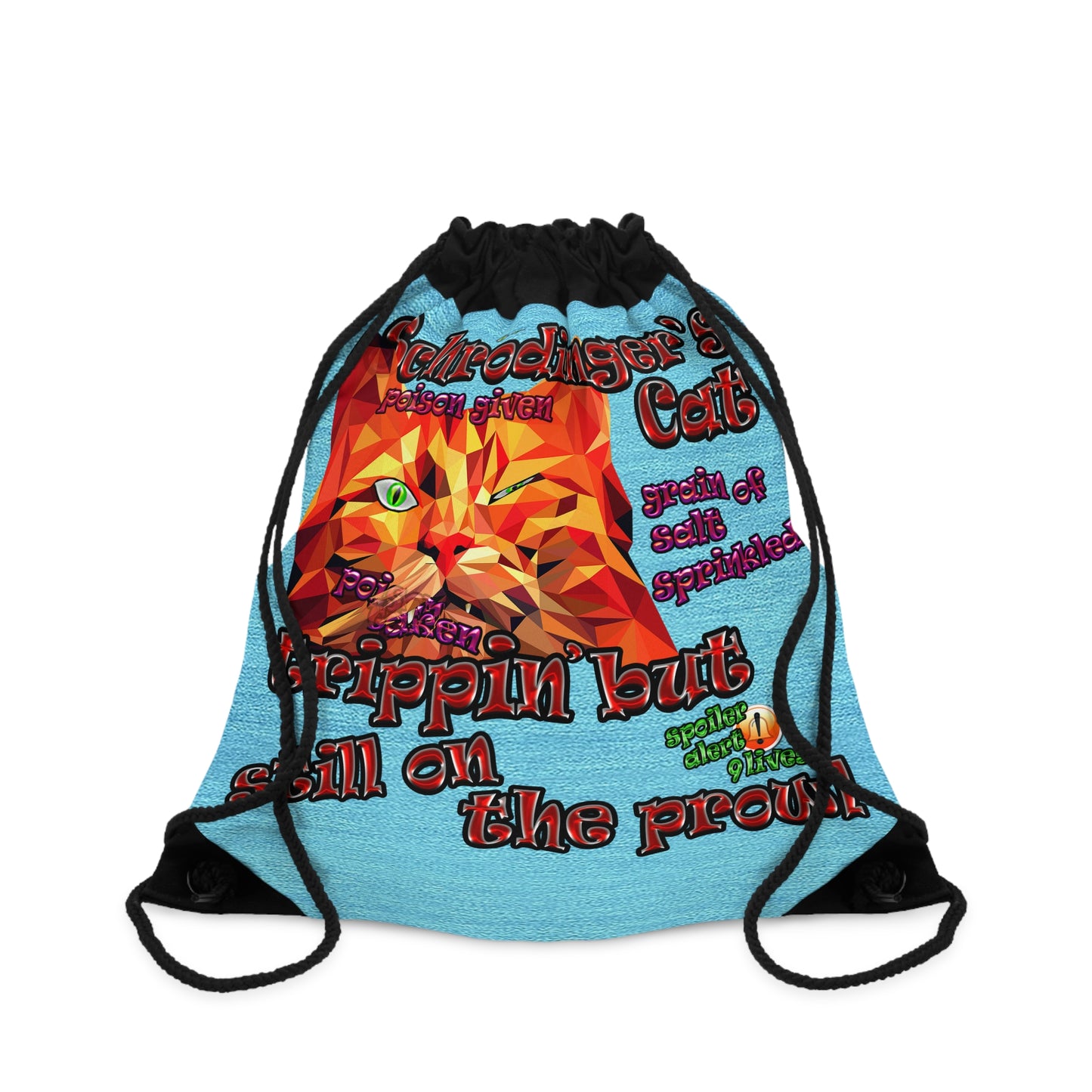 schrodinger's cat - Drawstring Bag (faded blue)