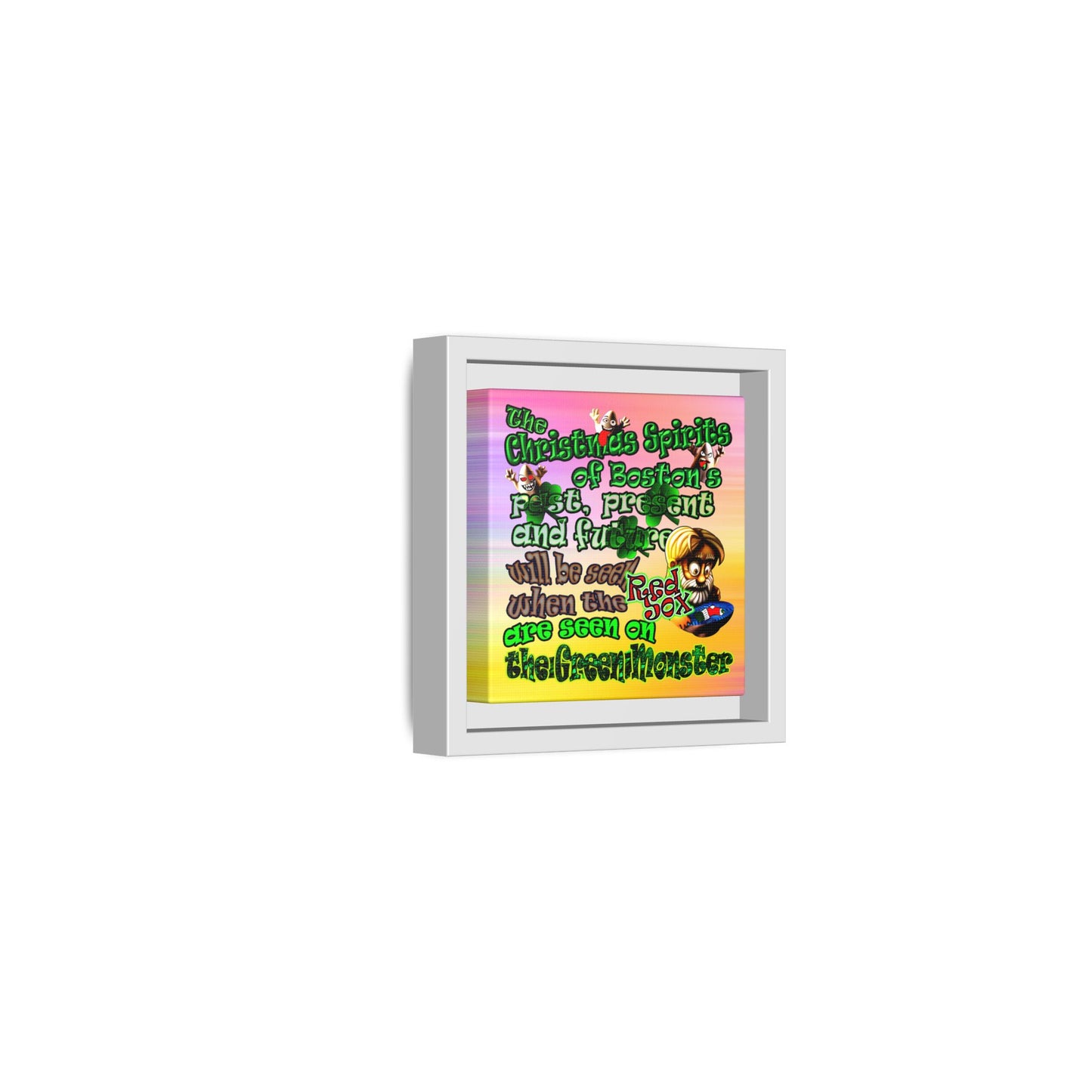 christmas spirits of boston - framed canvas art (color blur)