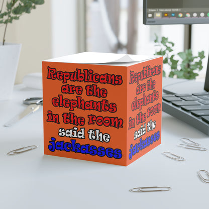 donkeys and elephants - note cube (orange)
