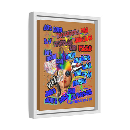 drop the beat - framed canvas art (light brown)