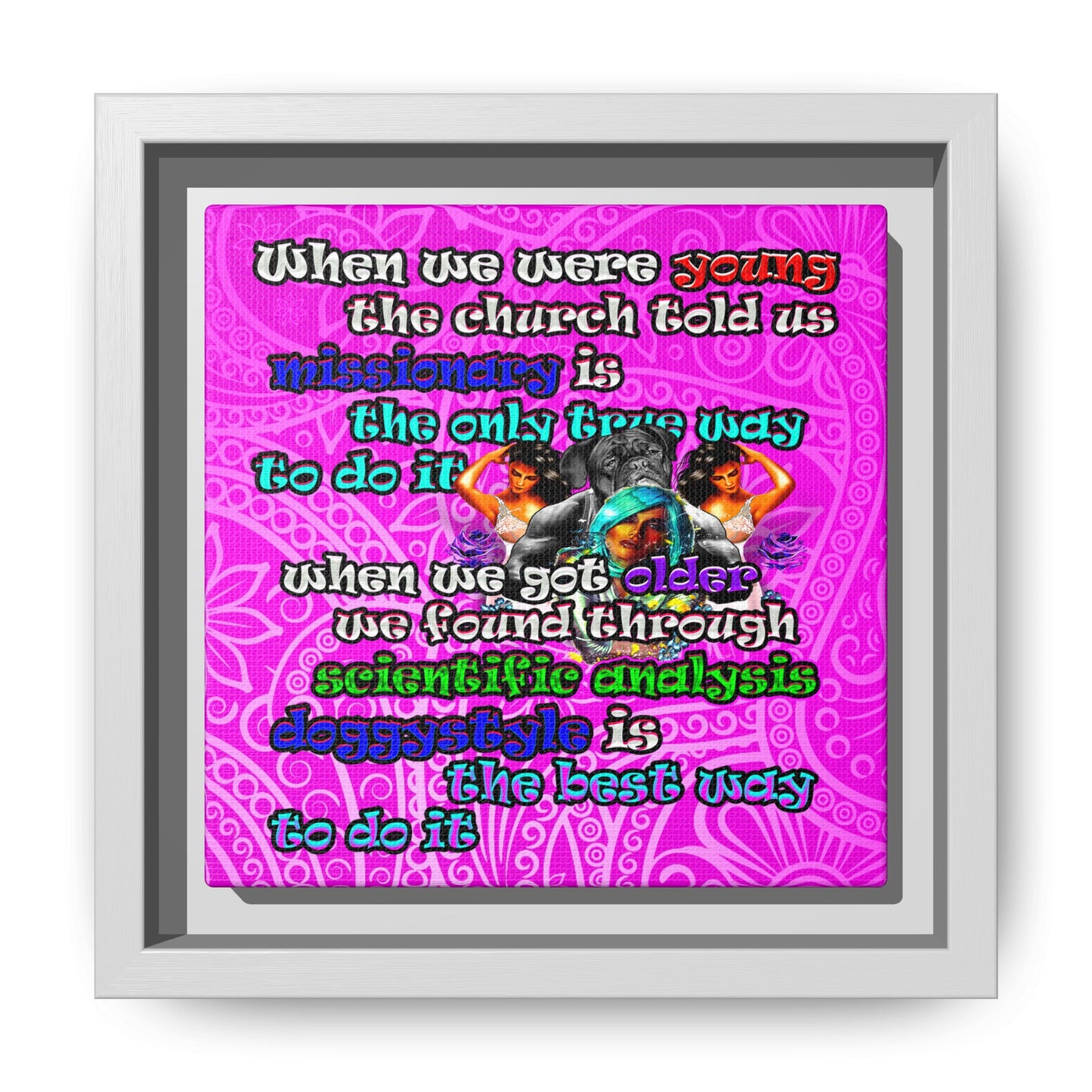 doggystyle - framed canvas art (pink swirl)