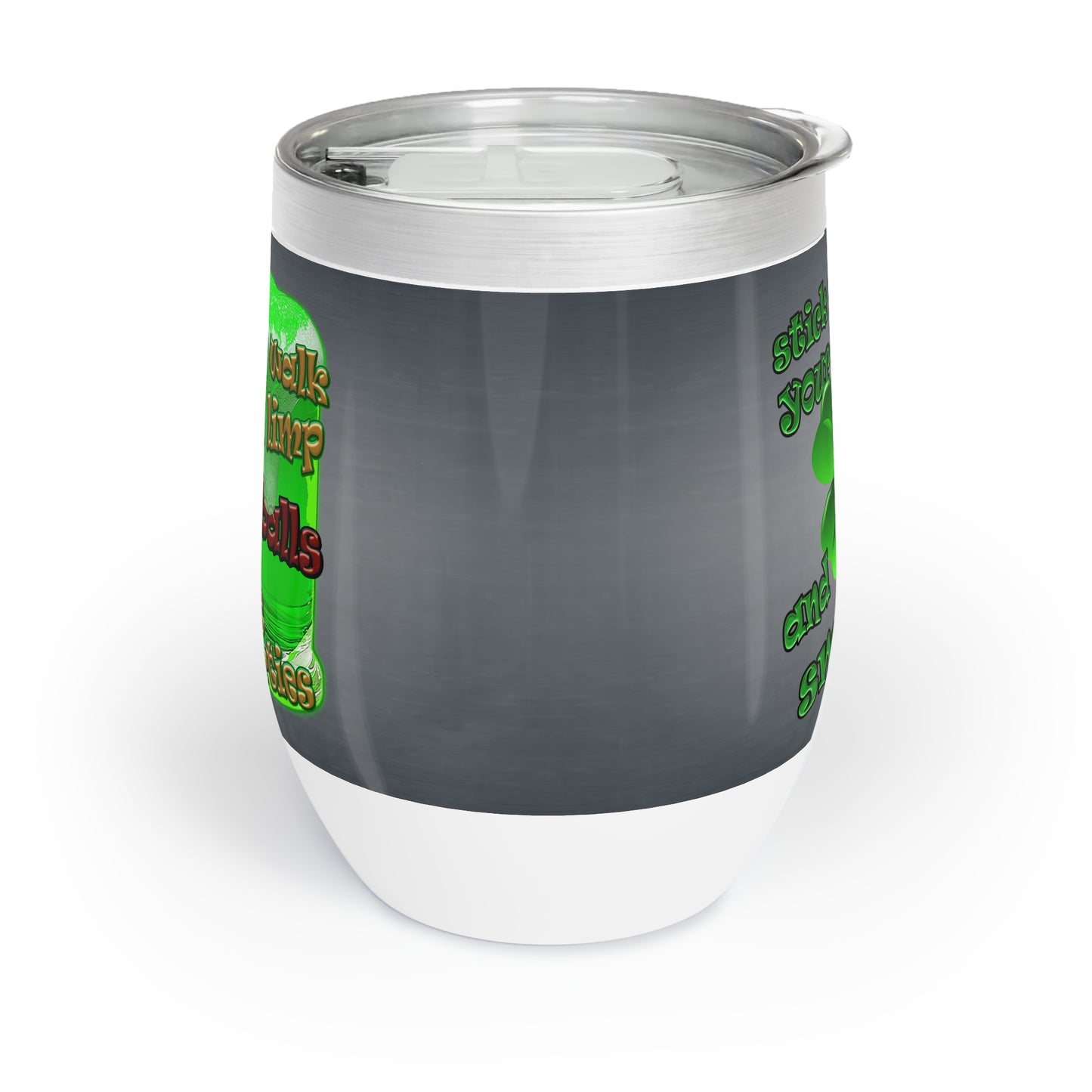 celtics logo - Chill Wine Tumbler (grey-light grey)