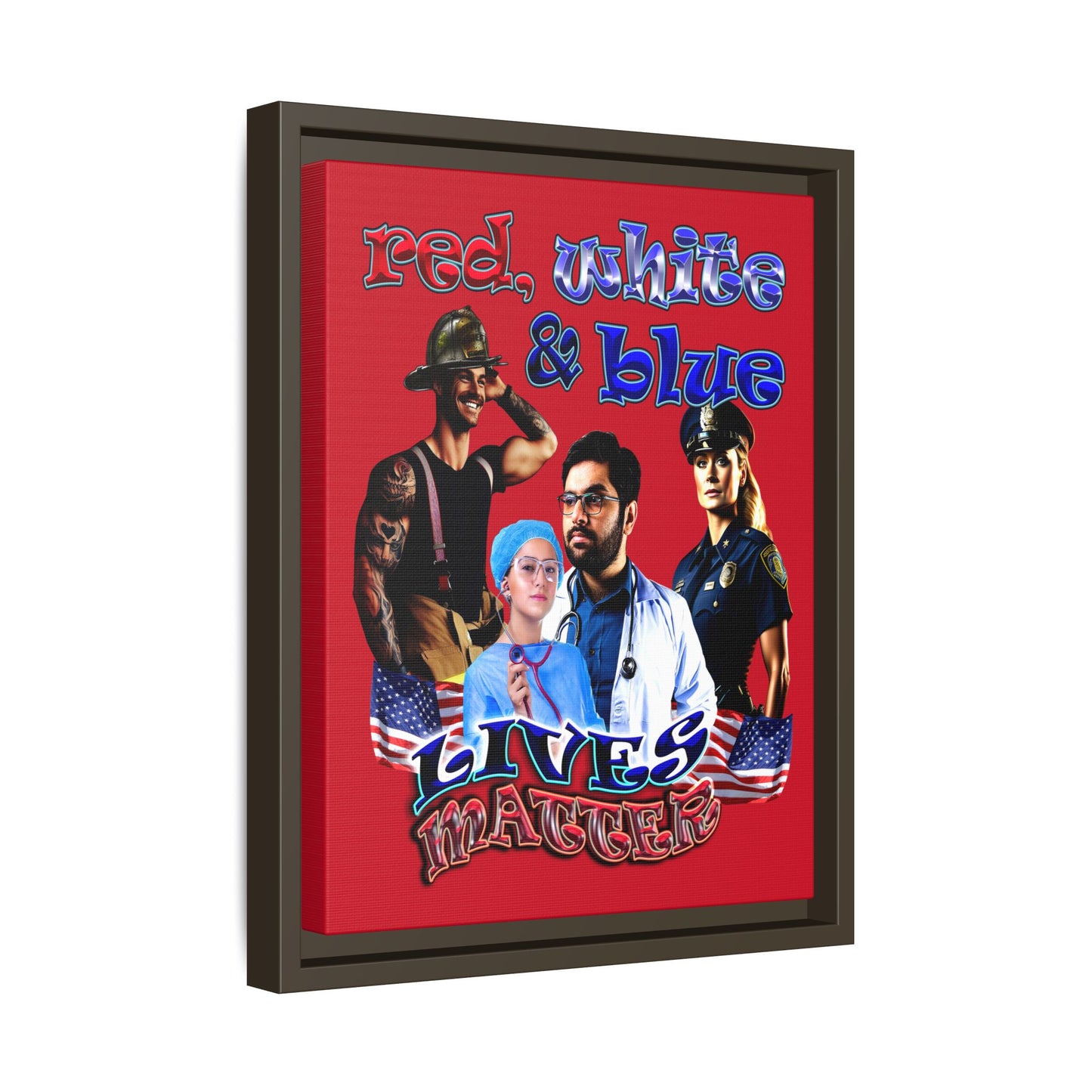 rw&b lives matter - framed canvas art (dark red)
