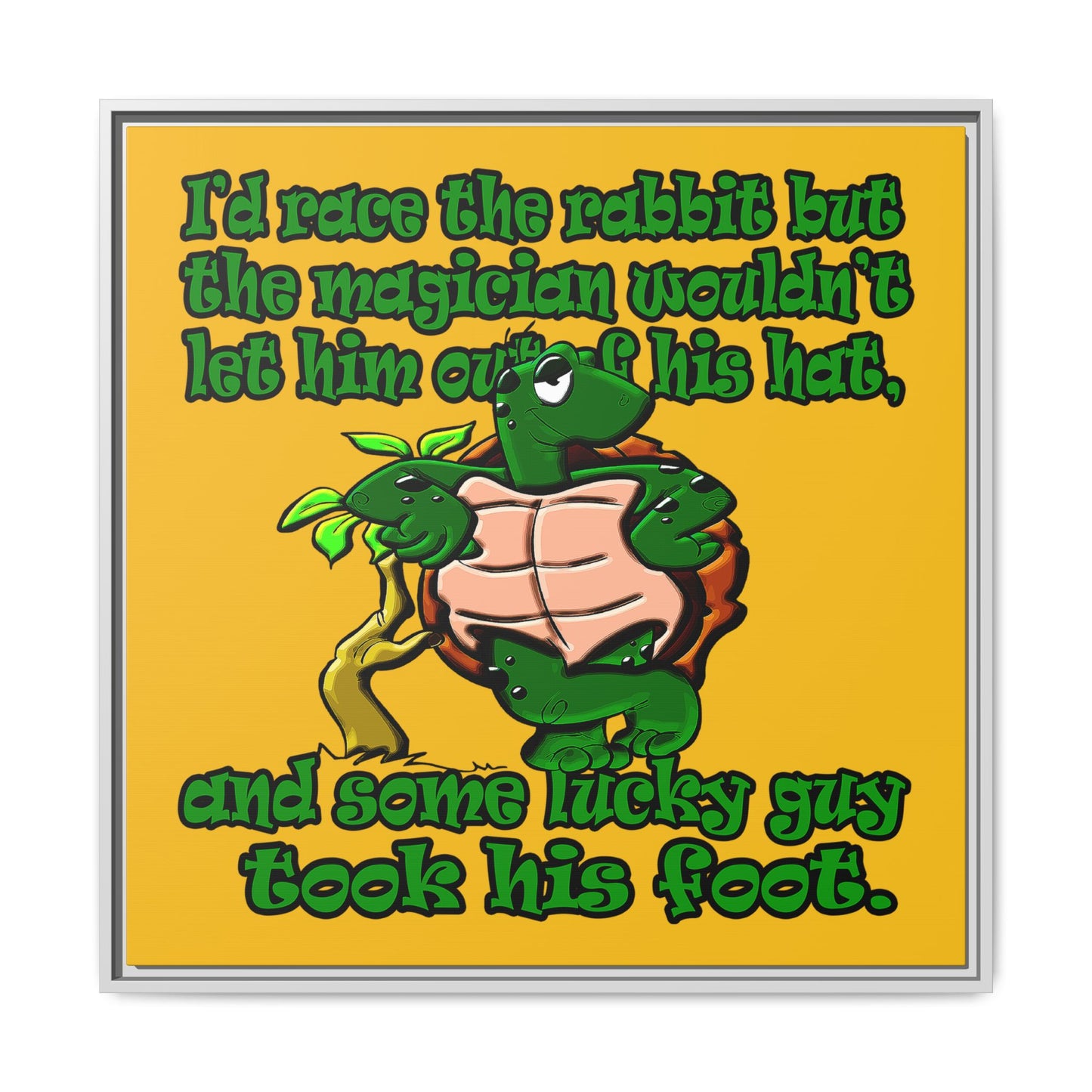 turtle race - framed canvas art (yellow)