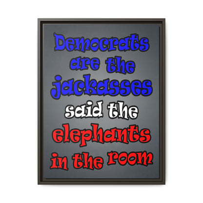 donkeys and elephants - framed canvas art (grey-light grey)