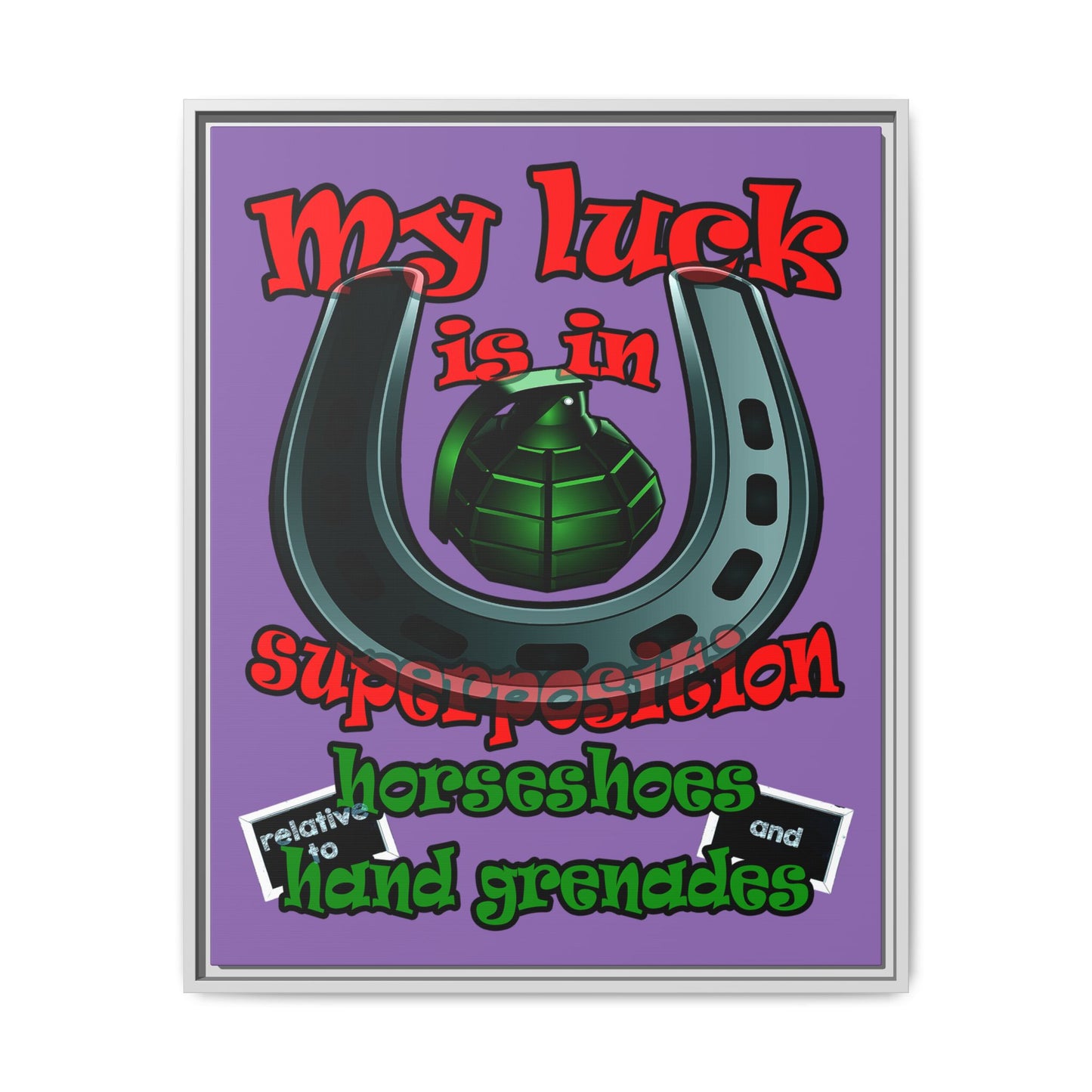 my luck - framed canvas art (light purple)