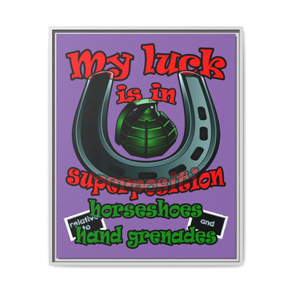 my luck - framed canvas art (light purple)