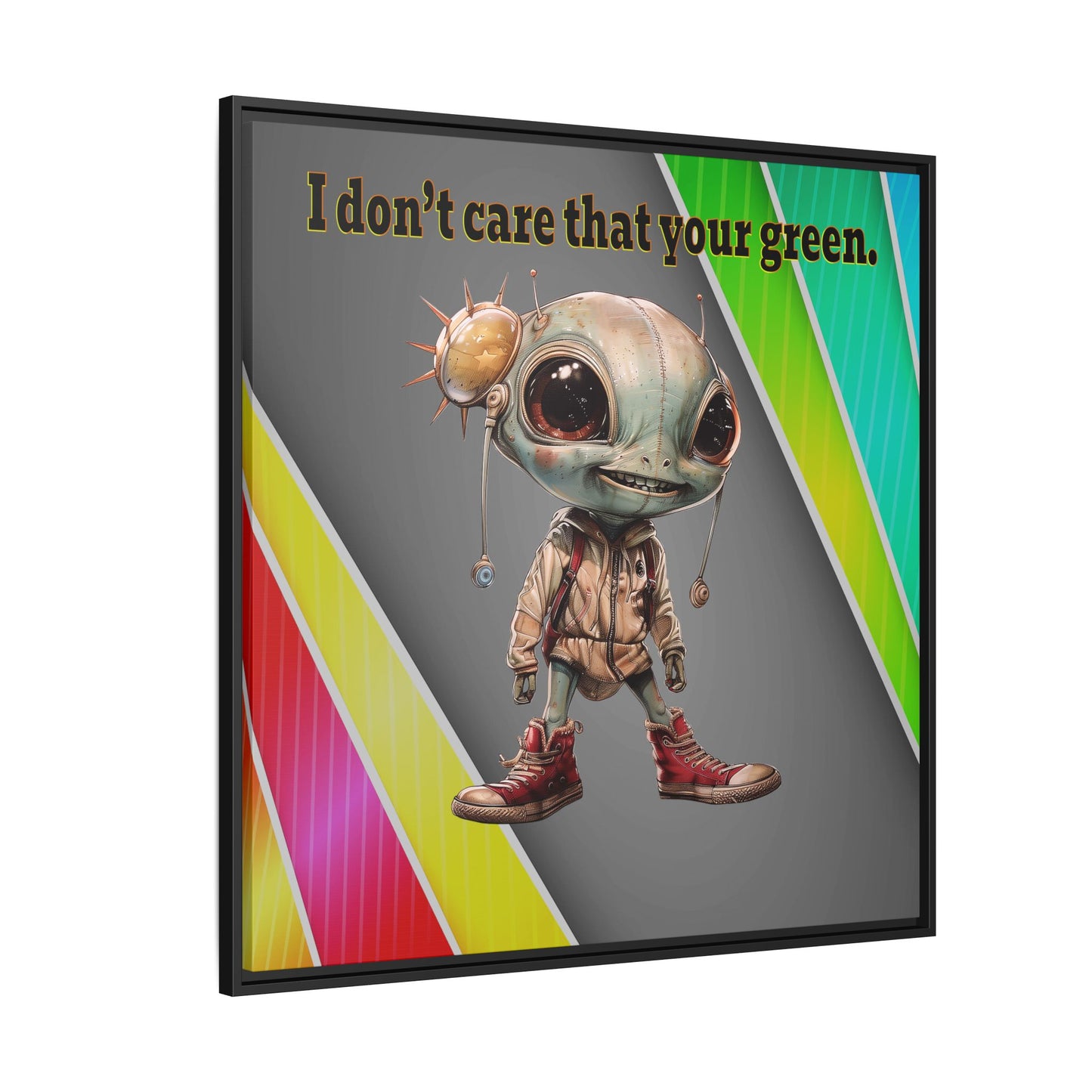 I don't care that your green - framed canvas art (rainbow split)