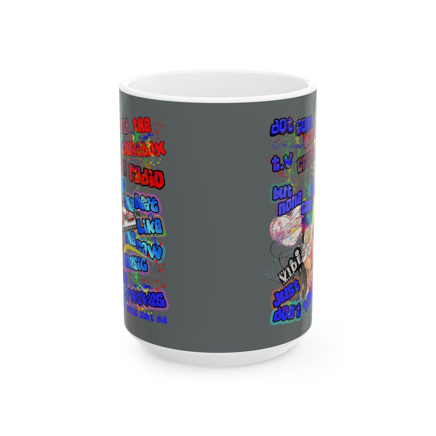 drop the beat - White Mug (dark grey)