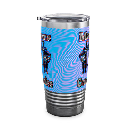 em cee squared - Ringneck Tumbler, 20oz (light blue-purple wave)