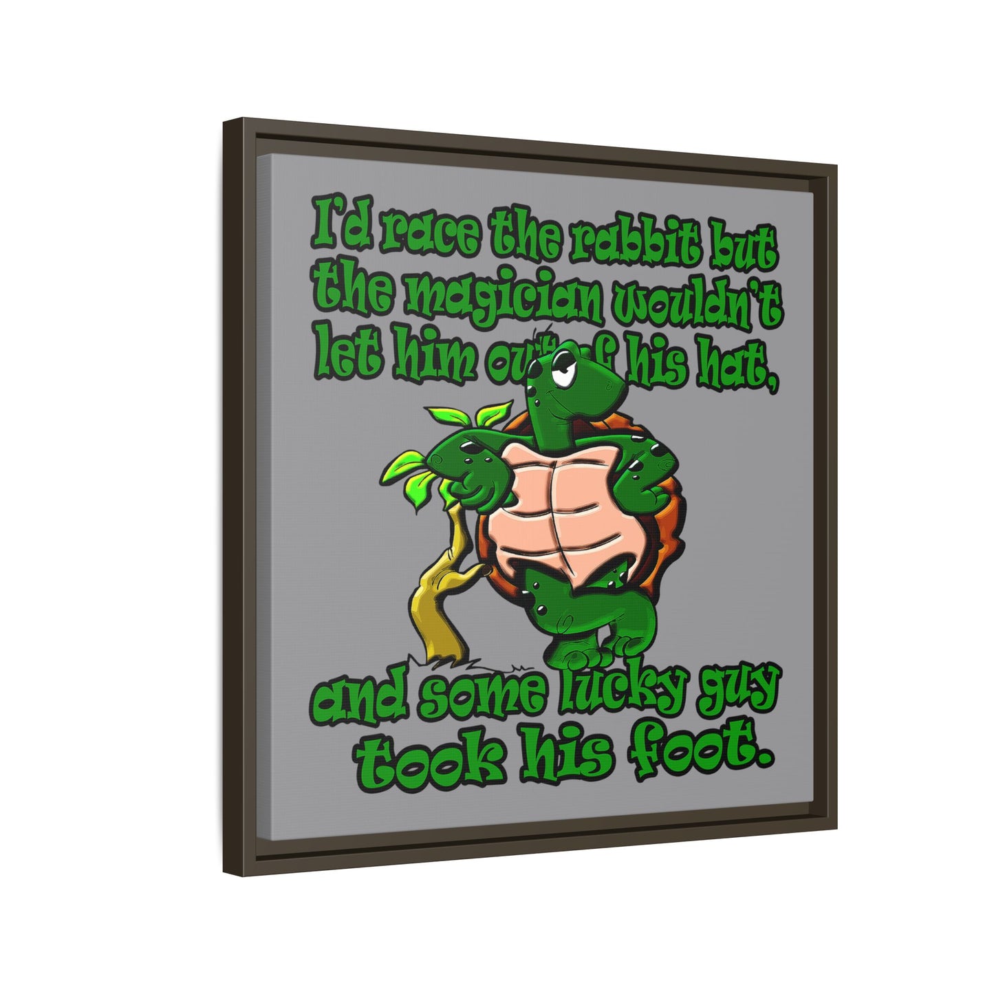 turtle race - framed canvas art (grey)