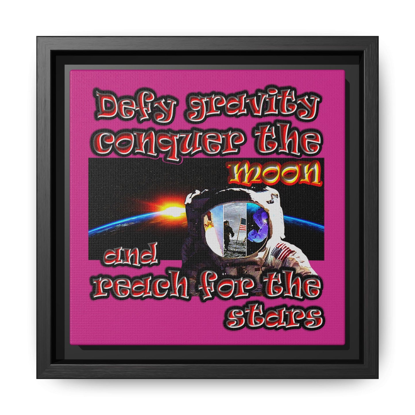 defy conquer reach - framed canvas art (pink)