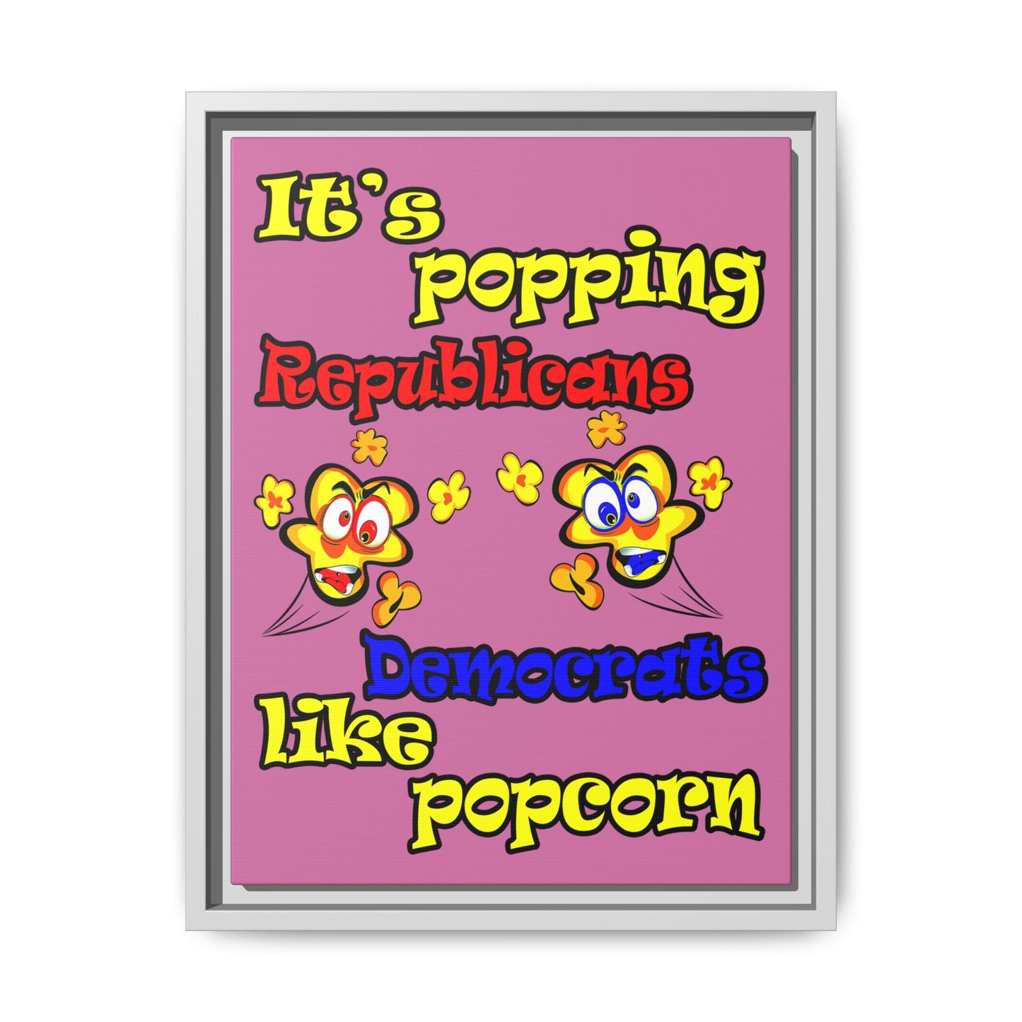 popping like popcorn - framed canvas art (light pink)