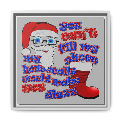 santa's shoes - framed canvas art (light grey)