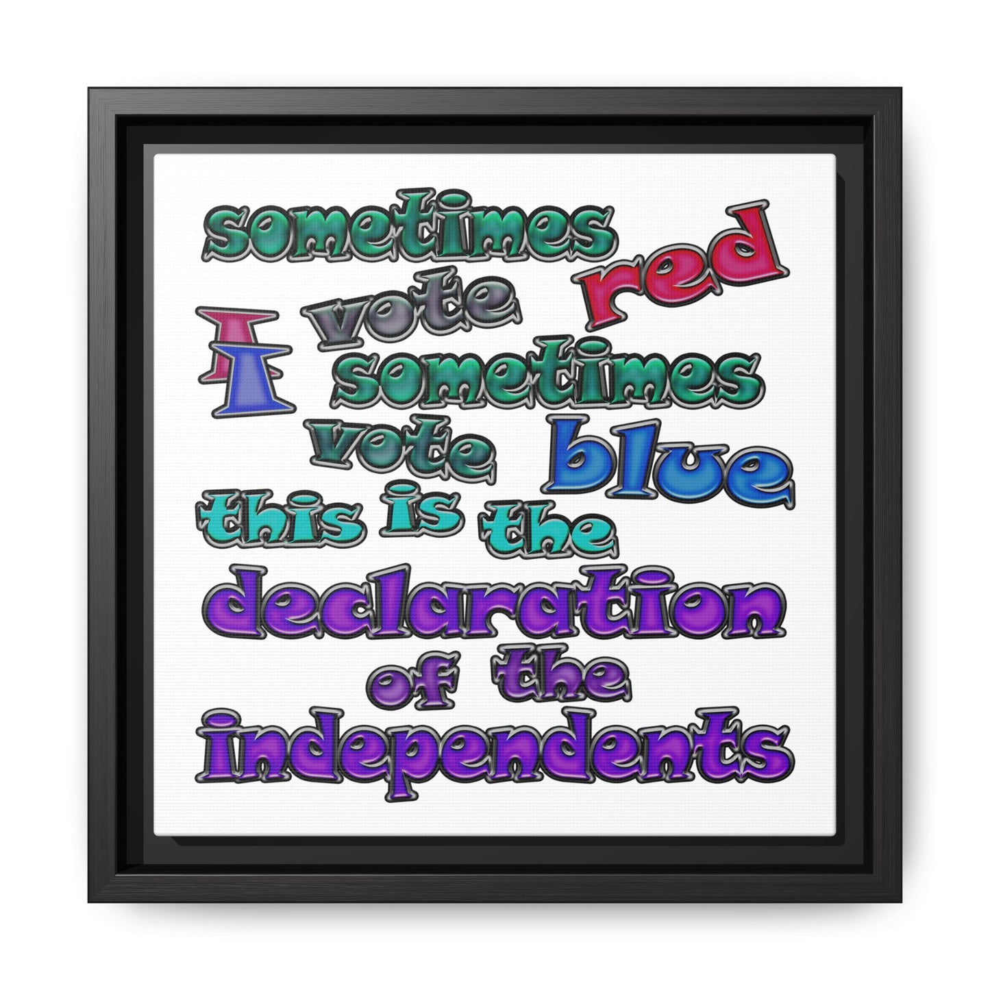 declaration of the independents - framed canvas art (white)