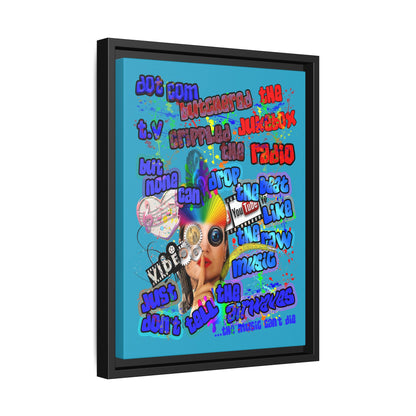 drop the beat - framed canvas art (turquoise)