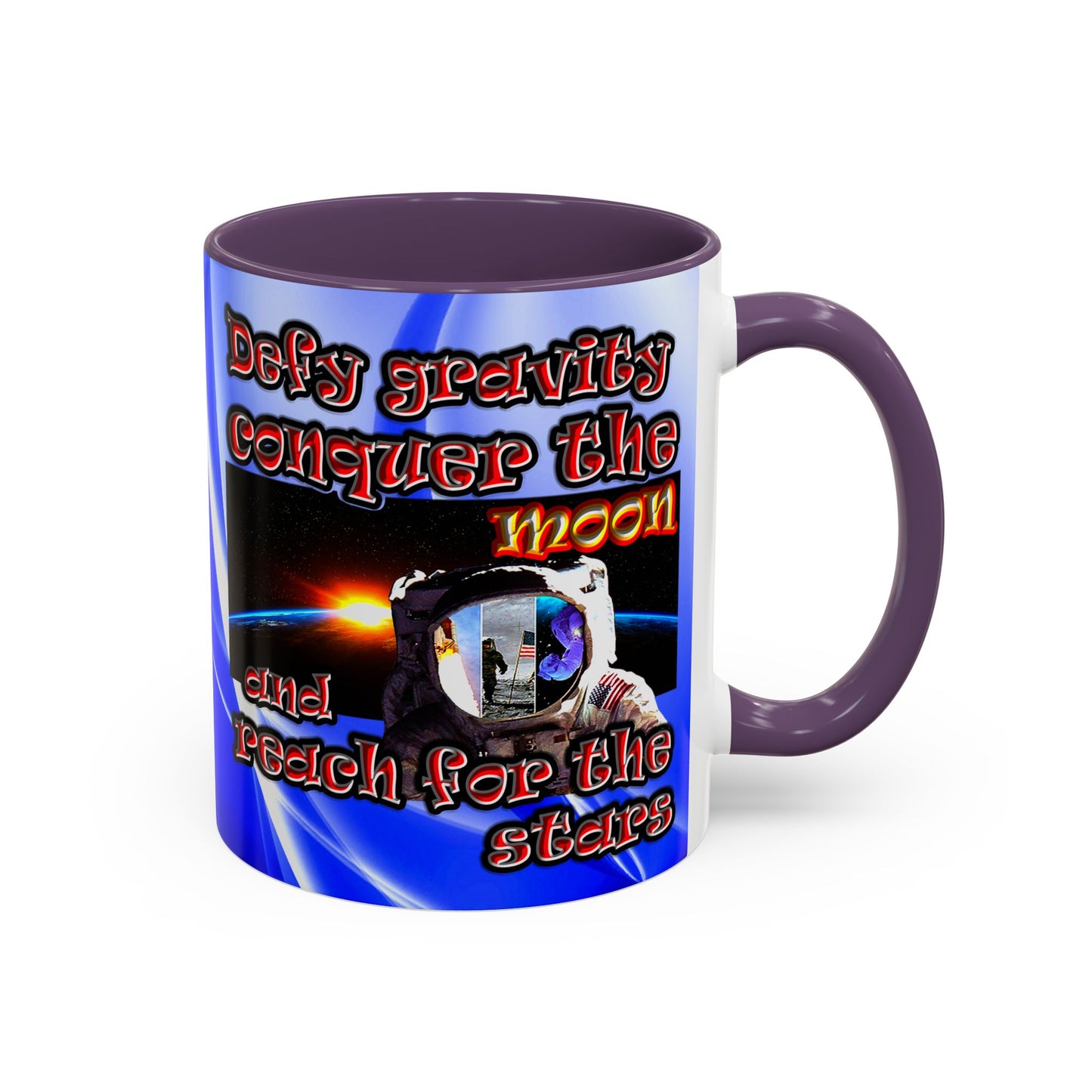 defy conquer reach - Accent Mug (blue-white wave)