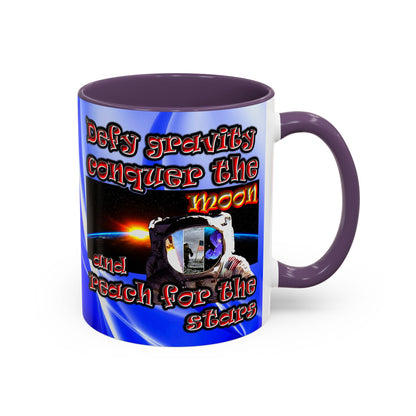 defy conquer reach - Accent Mug (blue-white wave)