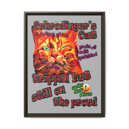 schrodinger's cat - framed canvas art (light grey)