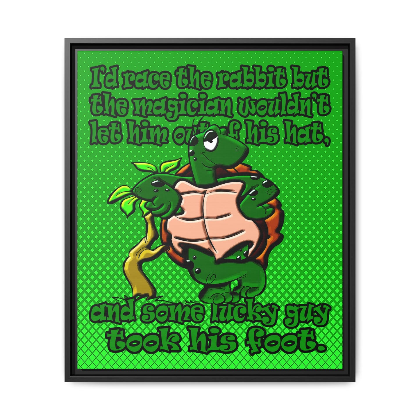 turtle race - framed canvas art (logo green)