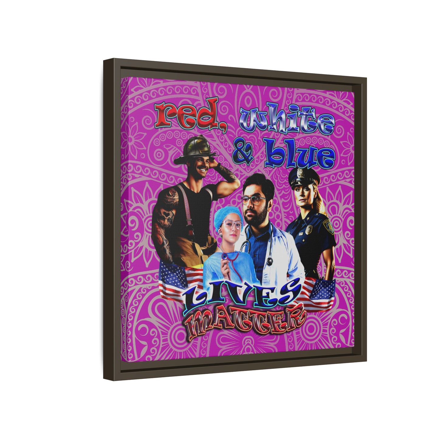 rw&b lives matter - framed canvas art (pink swirl)