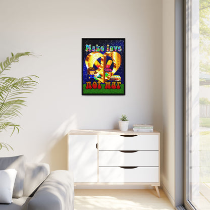 love peace - framed canvas art ('snoops' background)