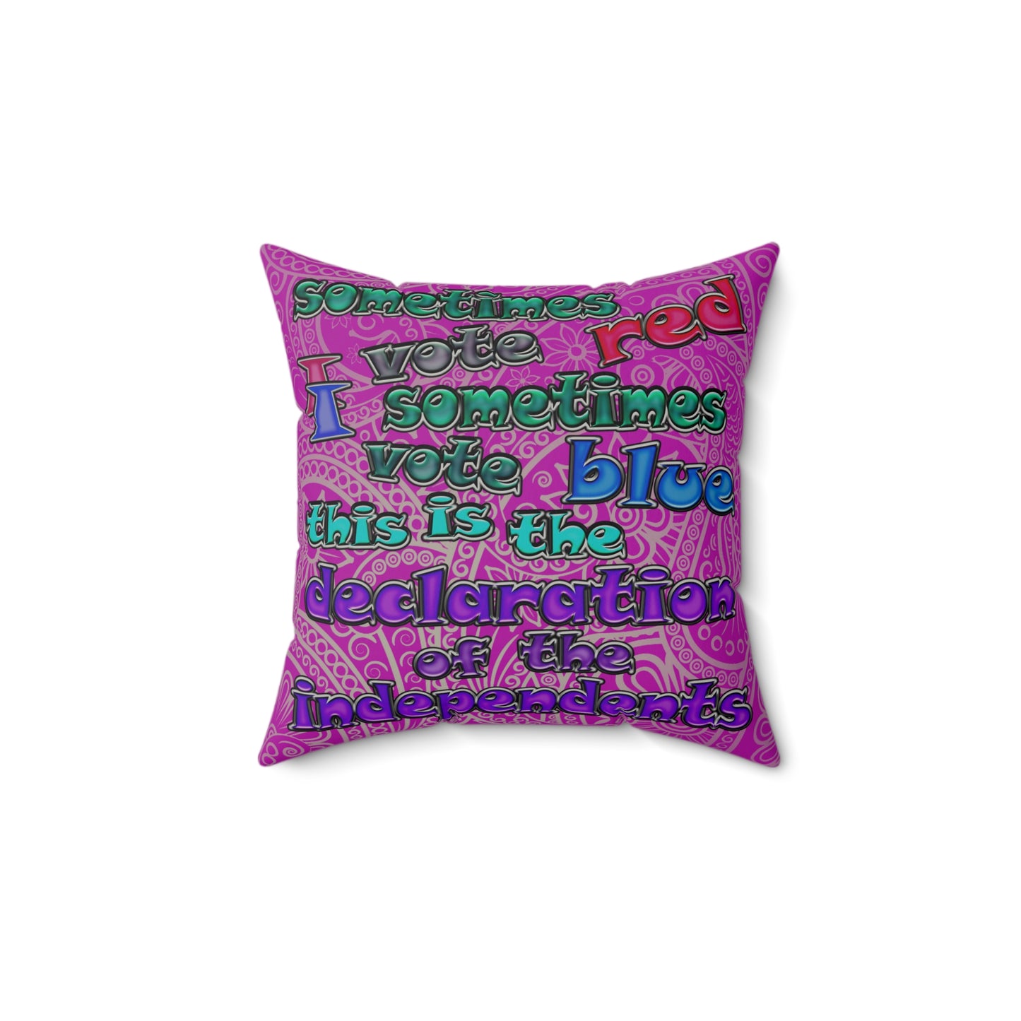 declaration of the independents - Faux Suede Square Pillow - (pink swirl)