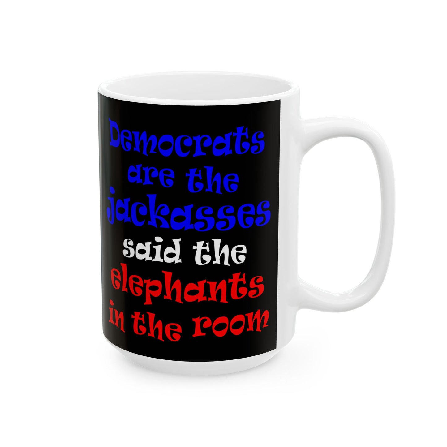 donkeys and elephants - White Mug (black)