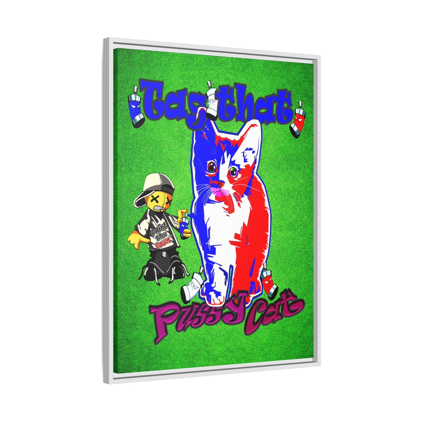 tag that - framed canvas art (green turf)