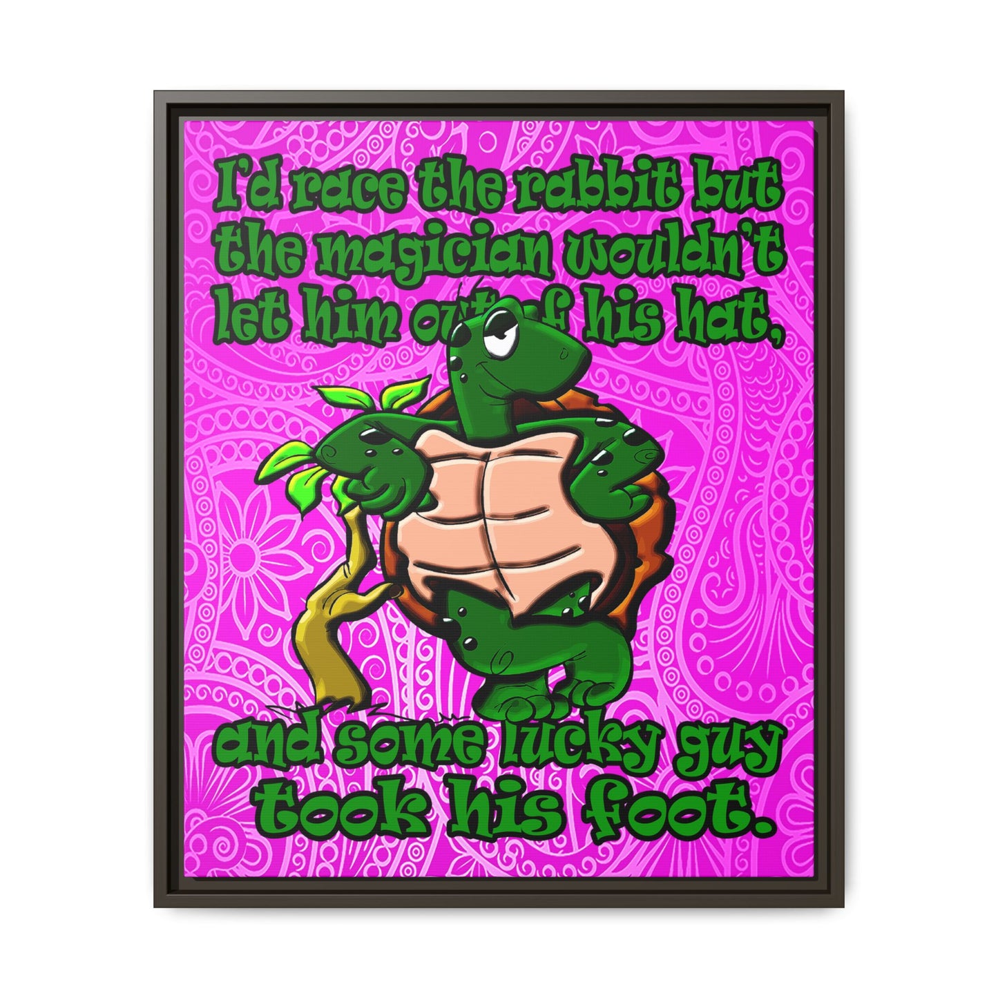 turtle race - framed canvas art (pink swirl)