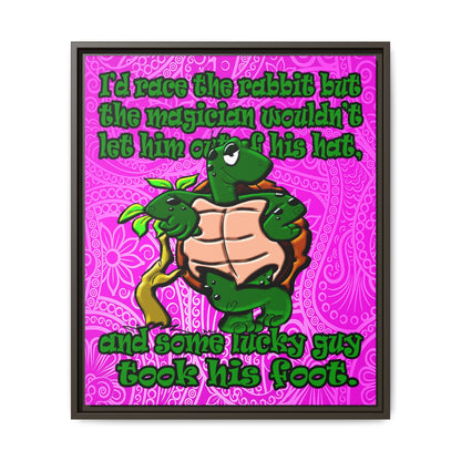 turtle race - framed canvas art (pink swirl)
