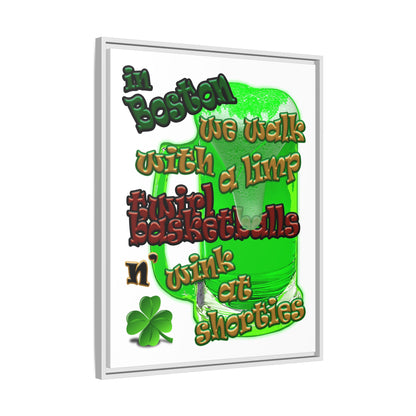 celtics logo - framed canvas art (white)