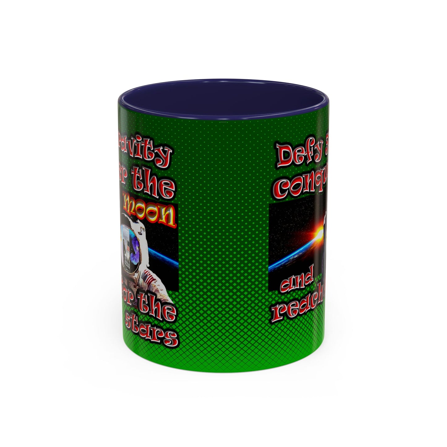 defy conquer reach - Accent Mug (logo green)