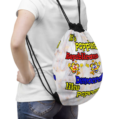 popping like popcorn - Drawstring Bag (white marble)