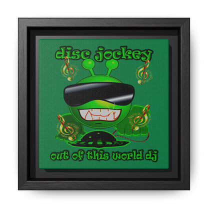 disc jockey - framed canvas art (dark green)
