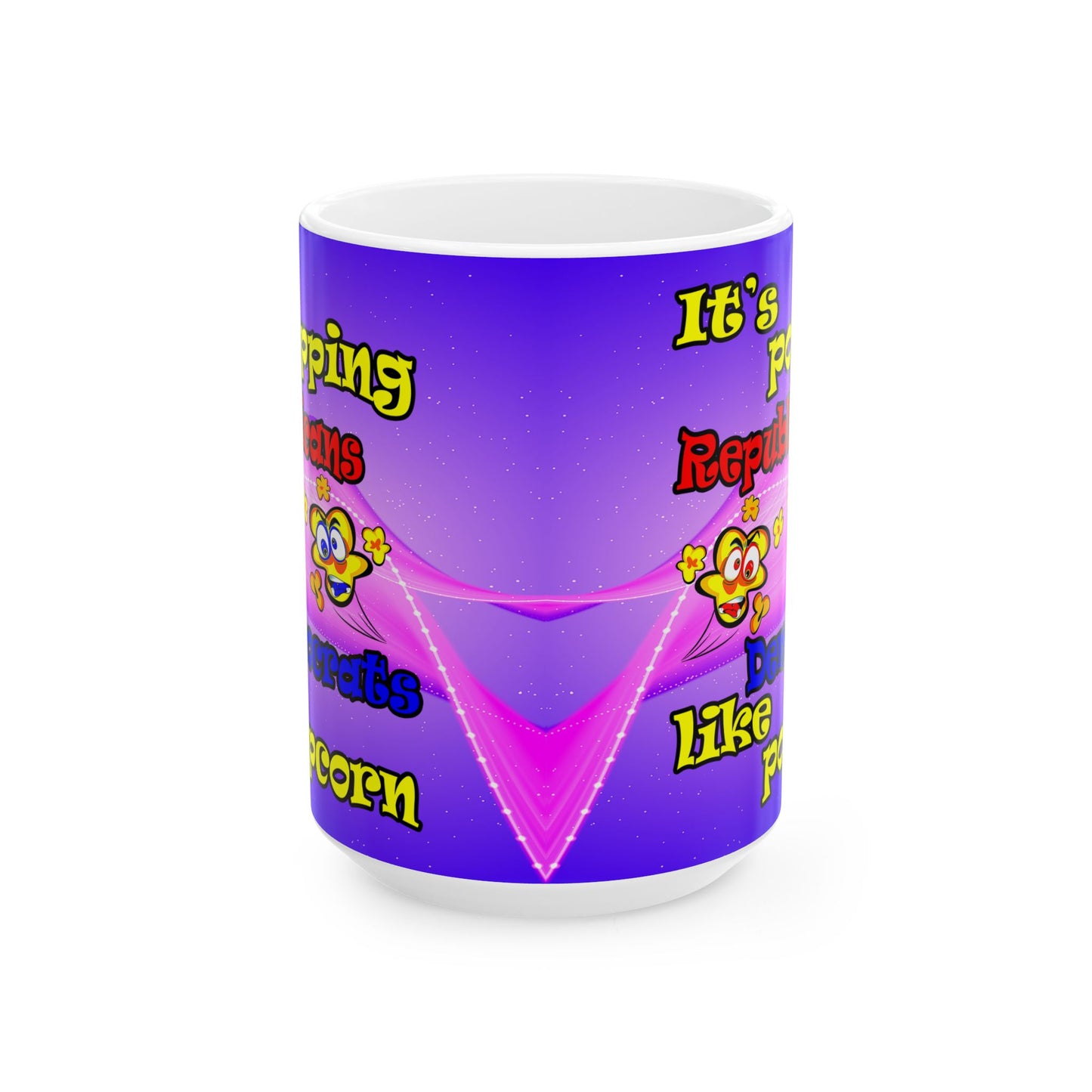 popping like popcorn - White Mug (purple-pink wave)