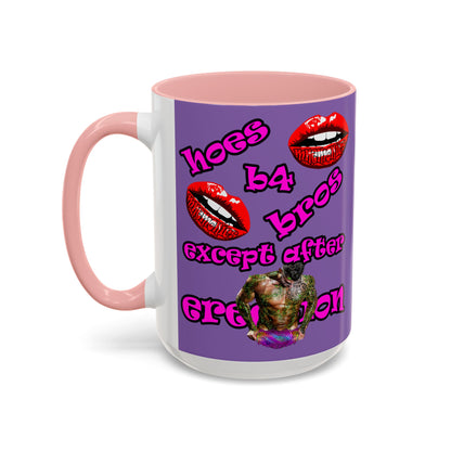 hoes b4 bros - Accent Mug (light purple)