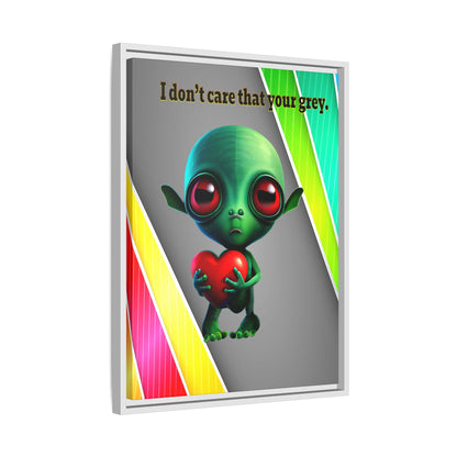 I don't care that your grey - framed canvas art (rainbow split)