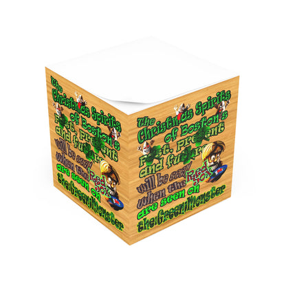 christmas spirits of boston - note cube (butterscotch wood finish)