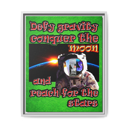 defy conquer reach - framed canvas art (green turf)