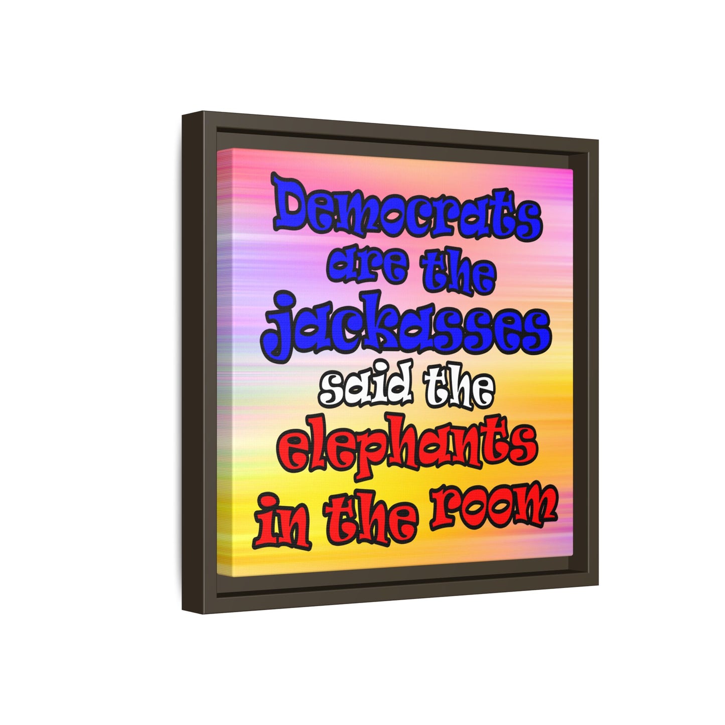 donkeys and elephants - framed canvas art (color blur)