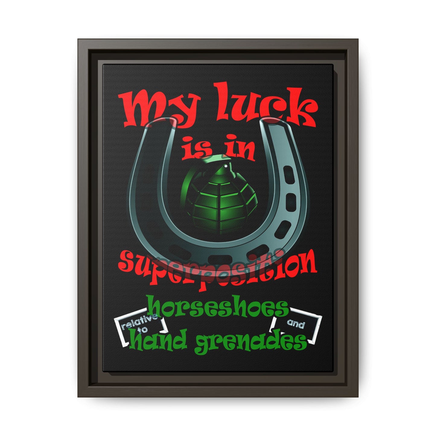 my luck - framed canvas art (black)
