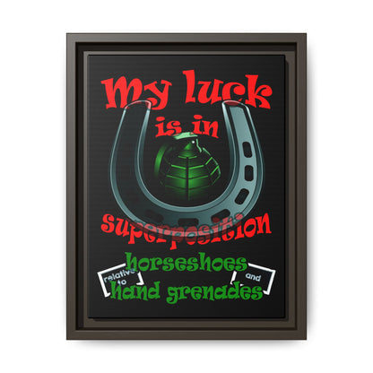 my luck - framed canvas art (black)