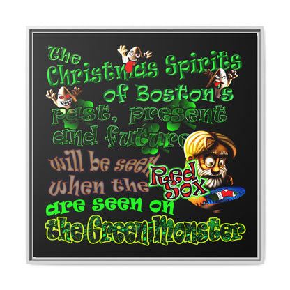 christmas spirits of boston - framed canvas art (black)