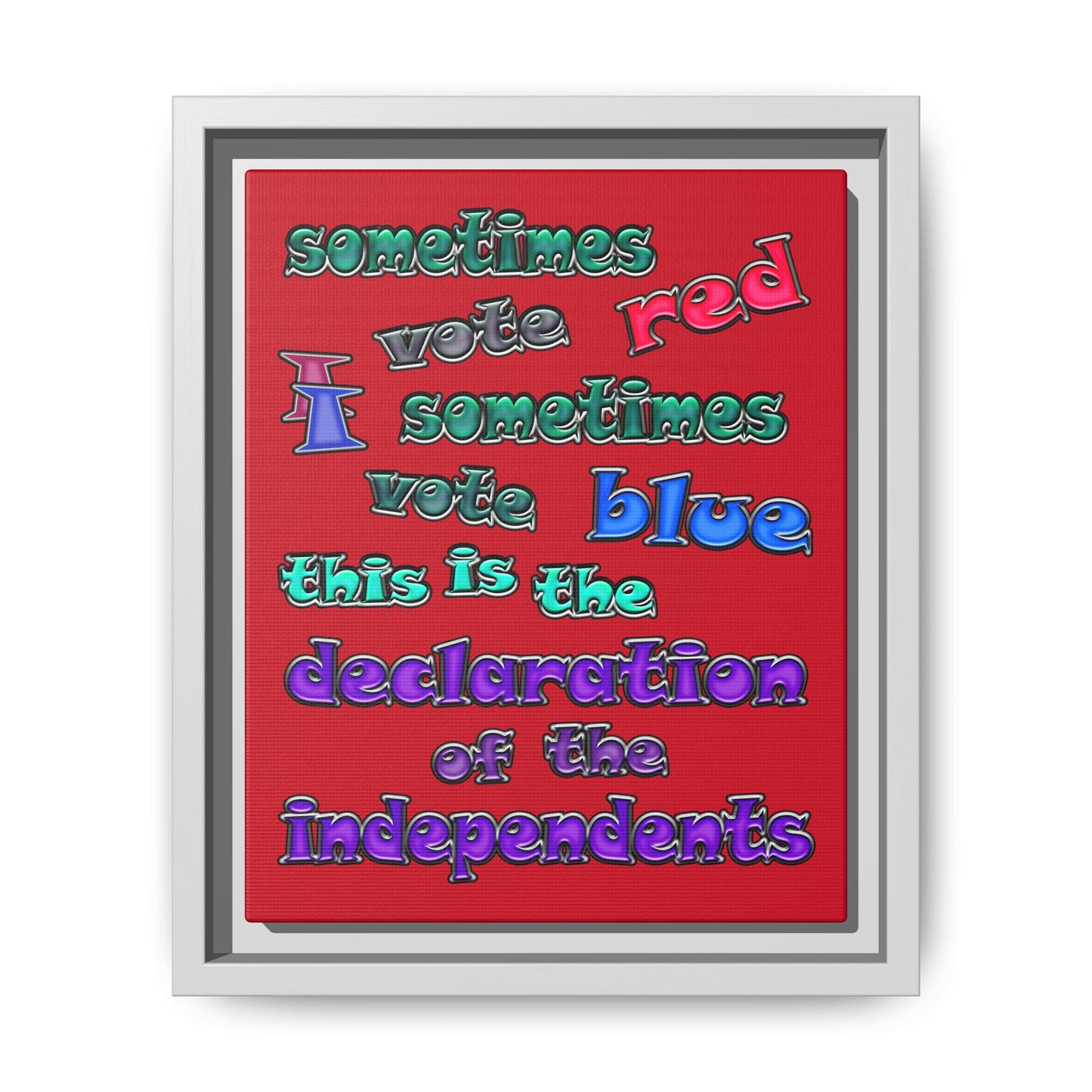 declaration of the independents - framed canvas art (dark red)