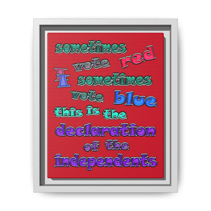declaration of the independents - framed canvas art (dark red)