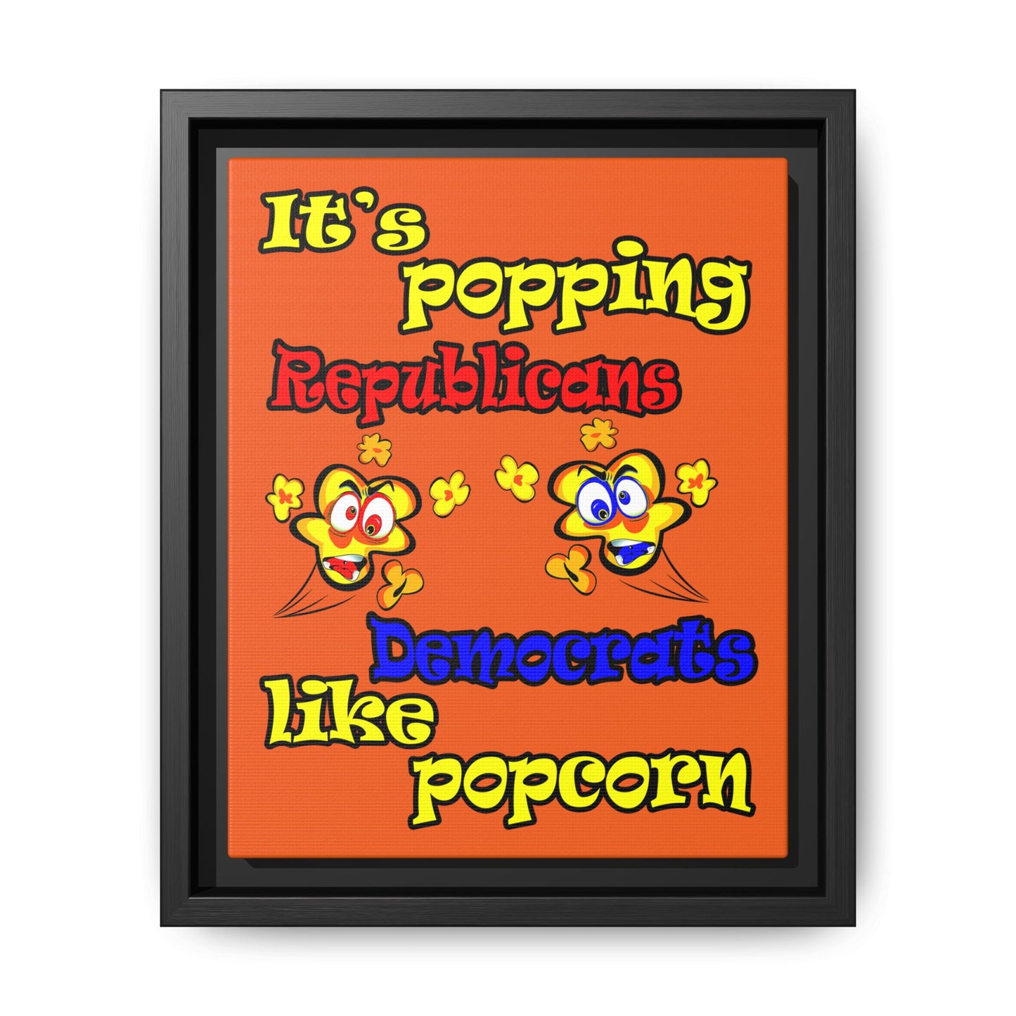 popping like popcorn - framed canvas art (orange)