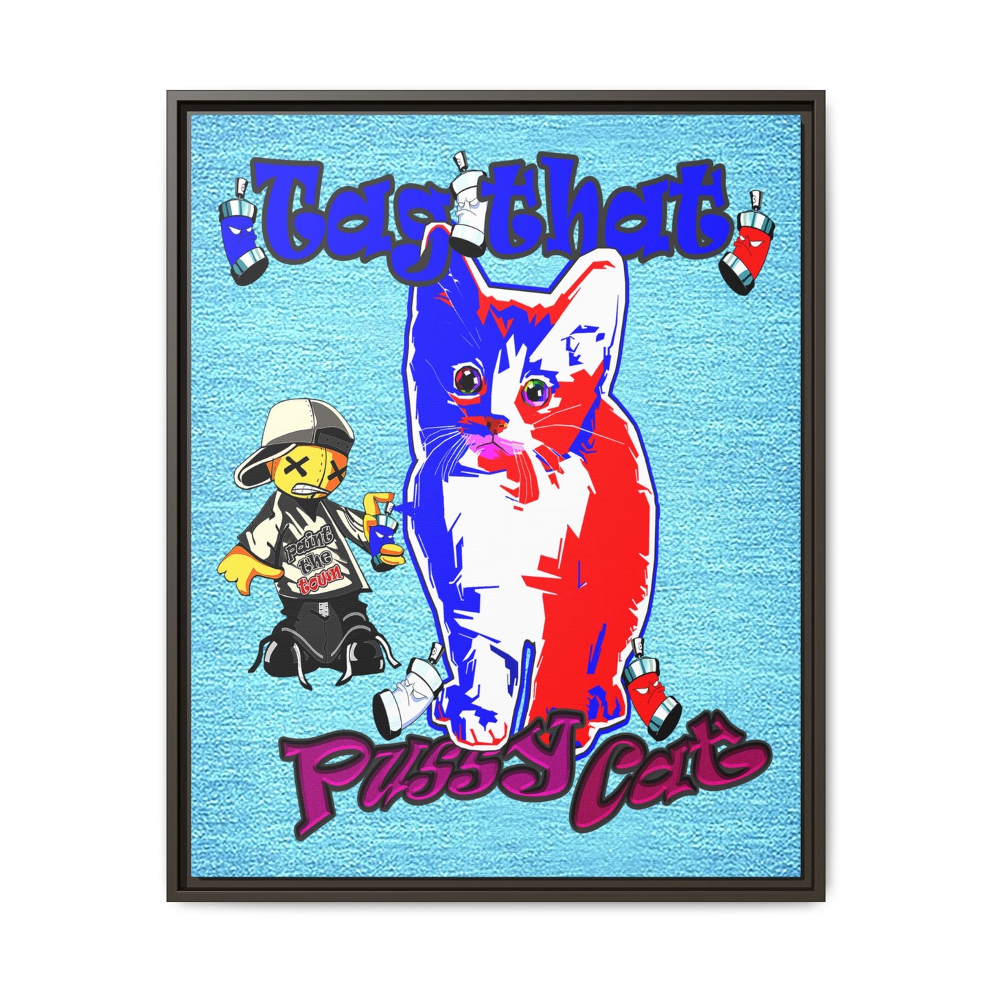 tag that - framed canvas art (faded blue)